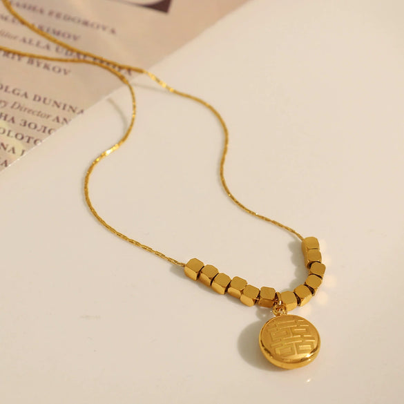 Wholesale Women's Retro Versatile Geometric 316L Stainless Steel Electroplated Necklace Jewelry With Light Luxury Highend Sense