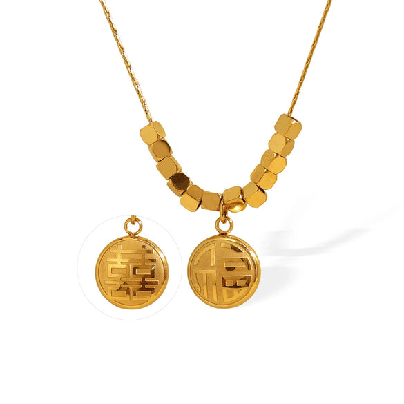 Wholesale Women's Retro Versatile Geometric 316L Stainless Steel Electroplated Necklace Jewelry With Light Luxury Highend Sense