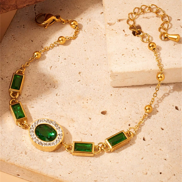 Wholesale Women's Retro Versatile Goldplated Stainless Steel Oval Geometric Chain Bracelet