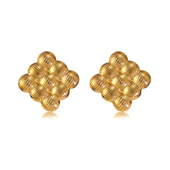 Wholesale Women's Retro Woven Geometric Electroplated Stainless Steel Earrings Ins Style