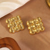 Wholesale Women's Retro Woven Geometric Electroplated Stainless Steel Earrings Ins Style