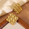 Wholesale Women's Retro Woven Geometric Electroplated Stainless Steel Earrings Ins Style