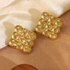 Wholesale Women's Retro Woven Geometric Electroplated Stainless Steel Earrings Ins Style