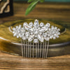 Wholesale Women's Rhinestone Alloy Wedding Hair Comb With Flower Pattern And Alloy Casting Electroplating Process