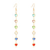 Wholesale Women's Rhinestone Copper Heart Shaped Geometric Tassel Earrings With Electroplating