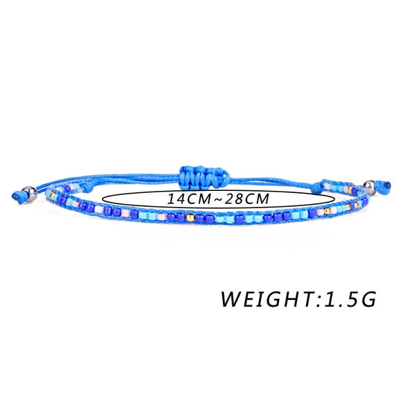 Wholesale Women's Rice Bead Hand Woven Bohemian Color Bracelet With Geometric Design
