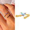 Wholesale Women's Ring Butterfly Pattern Ecofriendly Brass Inlaid Zircon Real Gold Plated