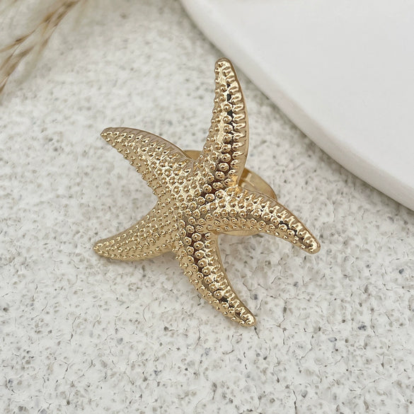 Wholesale Women's Ring Imitation Pearl Hollow Flower Geometric Electroplating