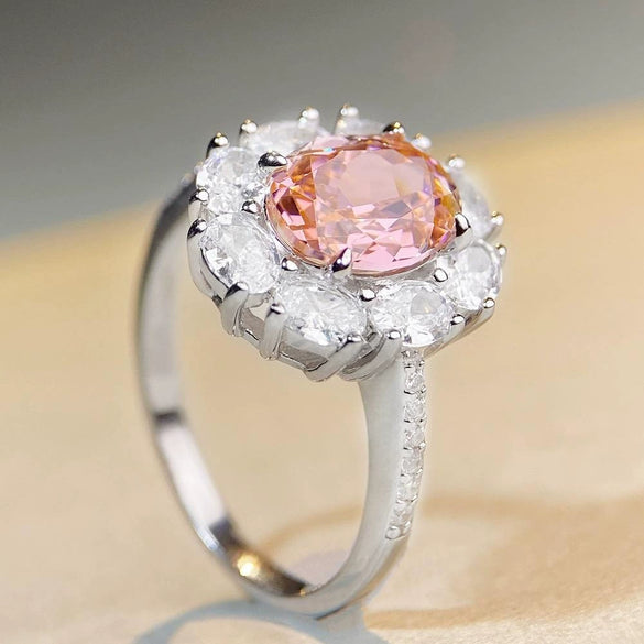 Wholesale Women's Ring S925 Sterling Silver Flower Pattern Electroplated With Zircon