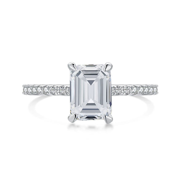 Wholesale Women's Ring S925 Sterling Silver Geometric Design Electroplated With Ice Flower High Carbon Diamond Zircon
