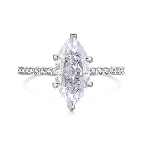 Wholesale Women's Ring S925 Sterling Silver Geometric Design Electroplated With Ice Flower High Carbon Diamond Zircon