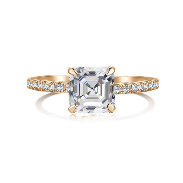 Wholesale Women's Ring S925 Sterling Silver Geometric Design Electroplated With Ice Flower High Carbon Diamond Zircon