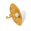 Wholesale Women's Ring Stainless Steel Geometric Oval Pearl Ring With Electroplating