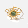 Wholesale Women's Ring Stainless Steel Inlaid African Turquoise Sun Shape Electroplating Geometric Style