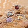Wholesale Women's Ring With Natural Color Amethyst Citrine Topaz Garnet Set With Crystal In Thai Silver And S925 Sterling Silver With Flower Pattern