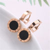 Wholesale Women's Rose Gold Titanium Steel Earrings With S925 Silver Needle Color Preservation Electroplating Rhombus Dripping Glue Design