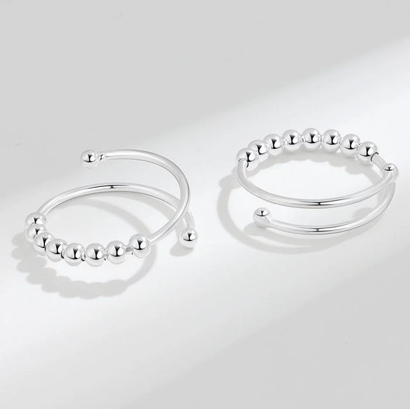 Wholesale Women's Rotatable Decompression Anxiety Ring S925 Sterling Silver Geometric Electroplated