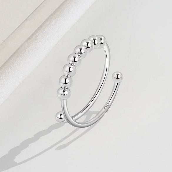 Wholesale Women's Rotatable Decompression Anxiety Ring S925 Sterling Silver Geometric Electroplated