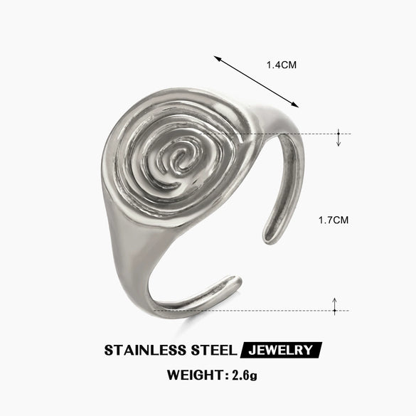 Wholesale Women's Rotating Geometric Stainless Steel 18K Goldplated Open Ring