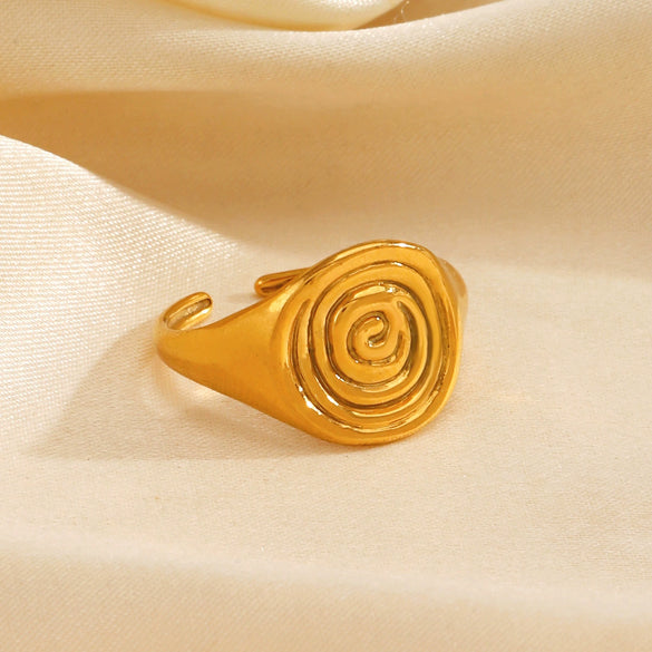 Wholesale Women's Rotating Geometric Stainless Steel 18K Goldplated Open Ring