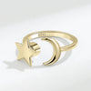 Wholesale Women's Rotating Star And Moon Intersection Ring Copper Electroplated