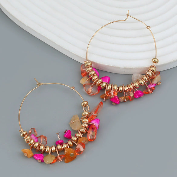 Wholesale Women's Round Alloy Resin Geometric Weaving Earrings