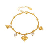 Wholesale Women's Round Bead Love Geometric Zircon Pendant Bracelet In Stainless Steel With 18K True Gold Color Electroplated Preservation