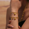 Wholesale Women's Round Bead Love Geometric Zircon Pendant Bracelet In Stainless Steel With 18K True Gold Color Electroplated Preservation