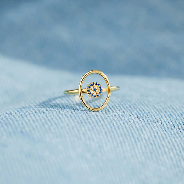 Wholesale Women's Round Devil Evil Eye Ring S925 Sterling Silver Geometric Electroplated