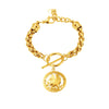 Wholesale Women's Round Geometric Pendant Ot Buckle Bracelet Titanium Steel Plated With 18K Real Gold Electroplated For Hip Hop Street Color Preservation