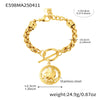 Wholesale Women's Round Geometric Pendant Ot Buckle Bracelet Titanium Steel Plated With 18K Real Gold Electroplated For Hip Hop Street Color Preservation