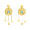 Wholesale Women's Round Knock Pattern Chain Earrings With Geometric Design Stainless Steel Electroplated