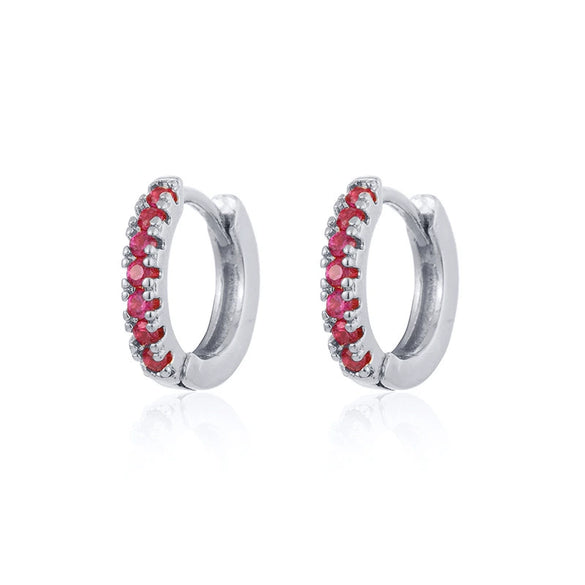 Wholesale Women's Round Micro Inlay Color Zircon Earrings