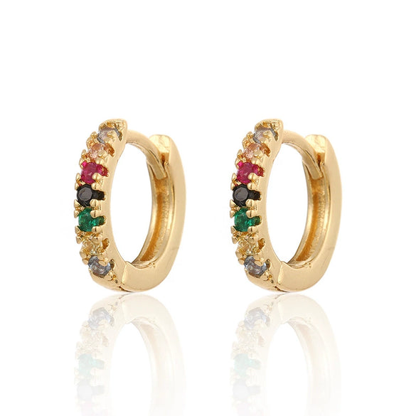 Wholesale Women's Round Micro Inlay Color Zircon Earrings