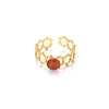 Wholesale Women's Round Natural Stone Titanium Steel Ring Plated With Gold Geometric U Shape Diamond Style