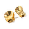 Wholesale Women's Round Pleated Stainless Steel Earrings With Geometric Design And Electroplating Treatment