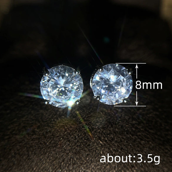 Wholesale Women's Round Zircon Earrings Copper Material Simple Geometric Style