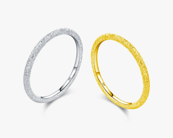 Wholesale Women's S999 Pure Silver Classic Simple Sparkling Stacking Ring With Electroplating