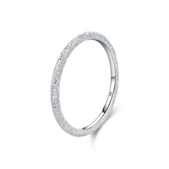 Wholesale Women's S999 Pure Silver Classic Simple Sparkling Stacking Ring With Electroplating