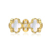 Wholesale Women's S925 Pure Silver Flower Shape Ring With Mother Shell Zircon Inlaid And Geometric Design And Electroplating Treatment