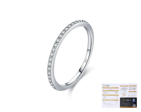 Wholesale Women's S925 Pure Silver Geometric Style Ring With Mosan Diamond And Rhinestones