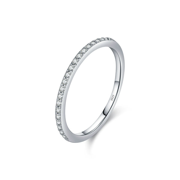 Wholesale Women's S925 Pure Silver Geometric Style Ring With Mosan Diamond And Rhinestones