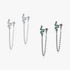 Wholesale Women's S925 Silver Animal Snake Tassel Simulation Diamond Microinlay Earrings Black Plated