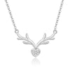 Wholesale Women's S925 Silver Antlers Love Diamond Animals Zodiac Necklace