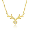 Wholesale Women's S925 Silver Antlers Love Diamond Animals Zodiac Necklace