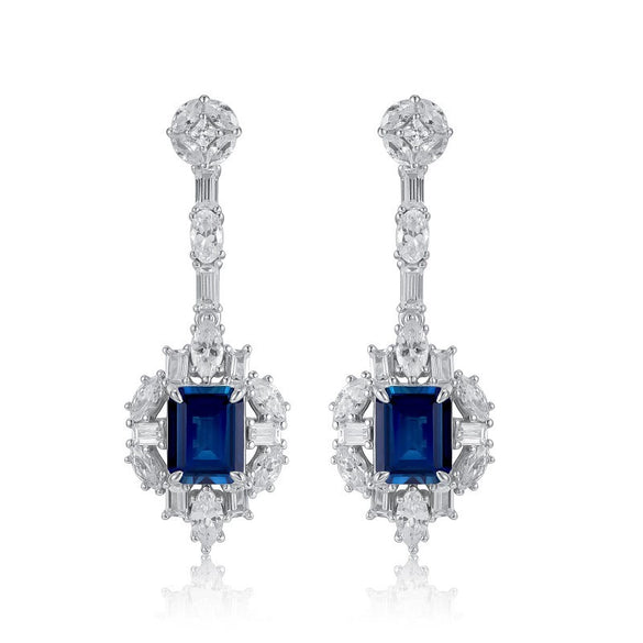 Wholesale Women's S925 Silver Cultivated Emerald Geometric Vintage Earrings