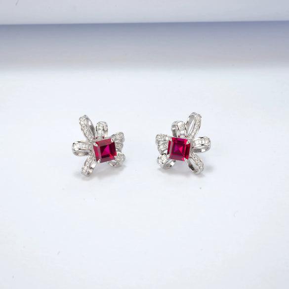Wholesale Women's S925 Silver Cultivation Emerald Bow Inlay Earrings Simple Fashion
