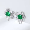 Wholesale Women's S925 Silver Cultivation Emerald Bow Inlay Earrings Simple Fashion
