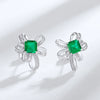 Wholesale Women's S925 Silver Cultivation Emerald Bow Inlay Earrings Simple Fashion
