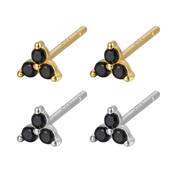 Wholesale Women's S925 Silver Earrings With Colorful Zircon And Geometric Pattern And Electroplating Treatment